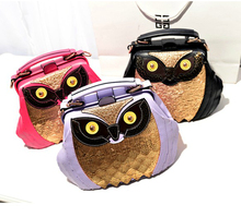 2014 fashion brand new small owl bag ladies pu leather solid handbags women s retro messenger