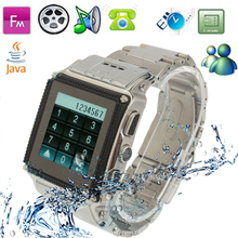 W818 White Stainless Steel Waterproof Touch Screen Watch Mobile Phone Bluetooth FM Java MSN Dual band
