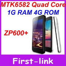 4.3″ QHD 960*540pix ZOPO zp600+ MTK6582 Quad core 1.3GHz 1GB RAM 4GB ROM dual camera BT4.0 GPS 3G WCDMA android smart phone