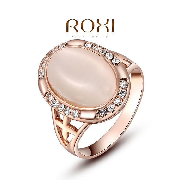 2015 HOT NEWEST ROXI Opal Rose Gold Plated Fashion Opal Ring for women set with zircon