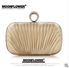 New Women Ladies Handbag Fold Ring Polyester Clutch Evening Bag Alloy Chain Tote Messenger Bag Multicolor