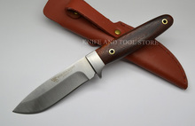 Fixed Blade And Rosewood Handle WS Small Hunting Knife With Leather Sheath
