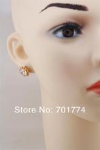 New Womens Girls18k Yellolw Gold Plated Prong Set Clear Round Cupid Cut CZ Cubic Zirconia Stud