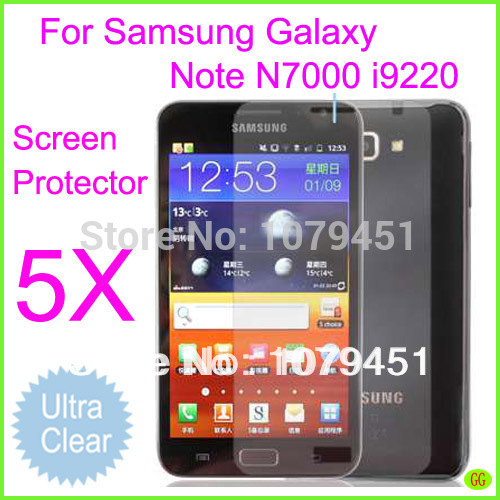 5pcs free shipping android phone screen protector for Samsung Galaxy Note N7000 i9220 ultra clear LCD
