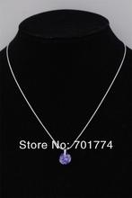 New Womens Girls 18K White Gold Plated Amethyst Purple Cupid Cut Round Cubic Zirconia Pendant Necklace