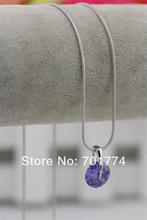 New Womens Girls 18K White Gold Plated Amethyst Purple Cupid Cut Round Cubic Zirconia Pendant Necklace