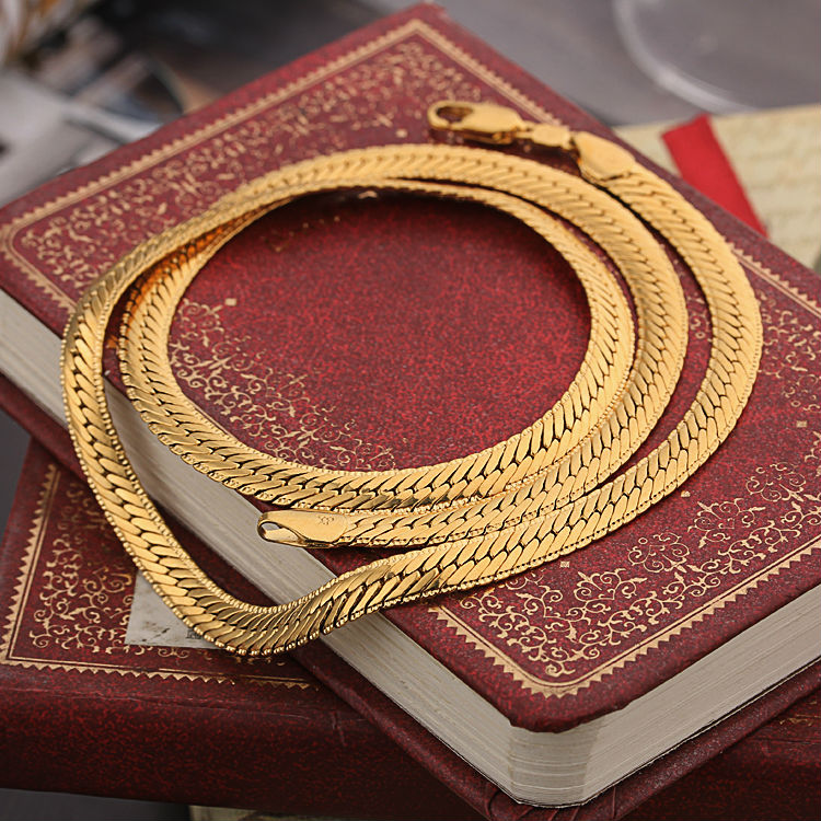 45cm Snake Link Necklaces For Men Gold Plated Gold Chain Necklace Fashion Women Items Choker Charms