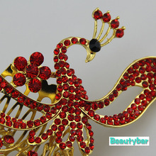 Fashion Gold Peacock Bridal Wedding Hair Comb Lucky Bird Sparkling Phonix Insert Hair Comb Marriage Headpiece