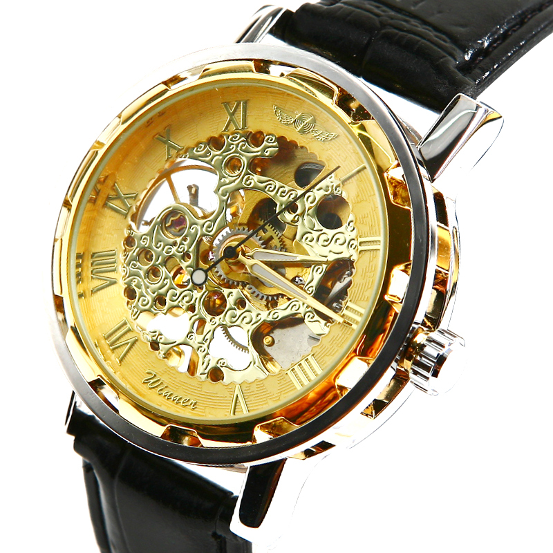New Arrival Fashion Casual Hollew Out PU Leather Men Machanical Watch high quality Men Wristwatch L05504