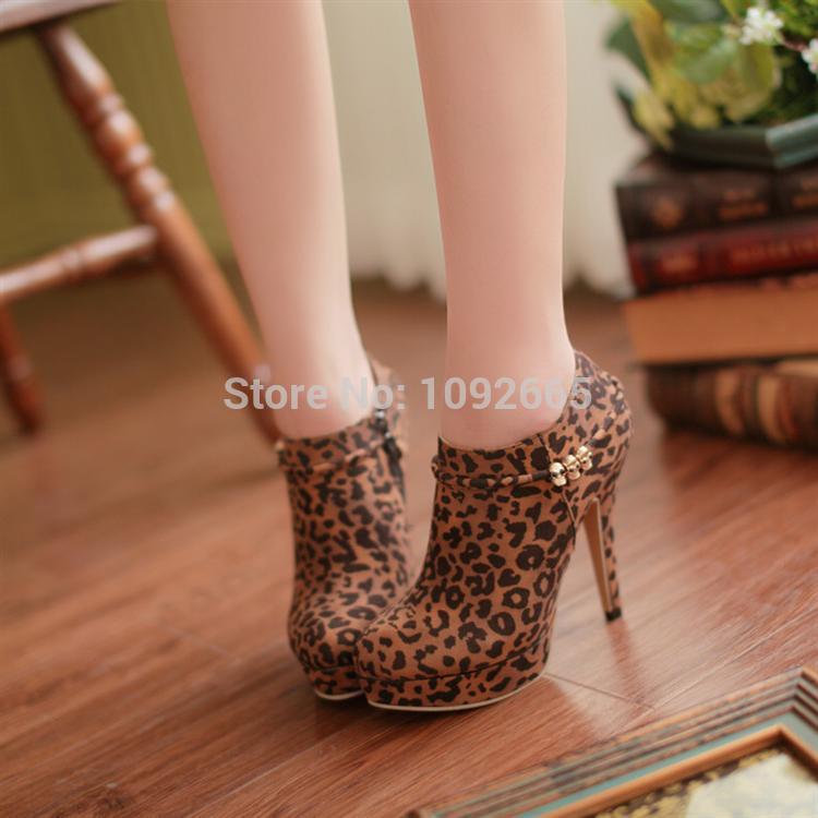 2014 new listing women pumps sexy leopard high heeled shoes summer boots skeleton thin heel women