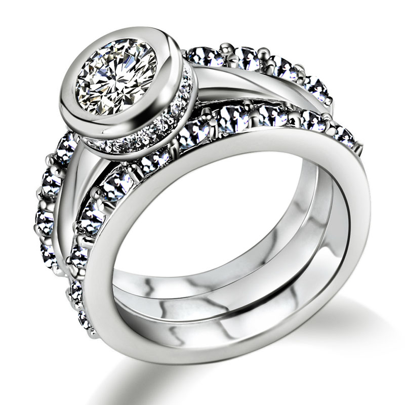 Latest Design Women Shining Luxury engagement ring Nickel Free Plating Top Grade Zirconia Crystal Marriage Anniversary
