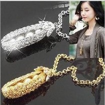 $10 (mix order) Free Shipping Beautifully Peanut Pea Pod Pearl Crystal Necklace Long Sweater Chain N4025 21g