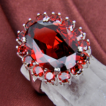 Free Shipping Noble style Fashionb jewelry mystic topaz red garnet crystal rings for women wedding gift