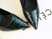 Pumps spring and autumn genuine leather shoes wine glass stiletto sexy wild snake print elegant women