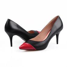 New arrival 2014 color block decoration sexy small pointed toe women shoes stiletto spring and autumn shoes elegant women pumps