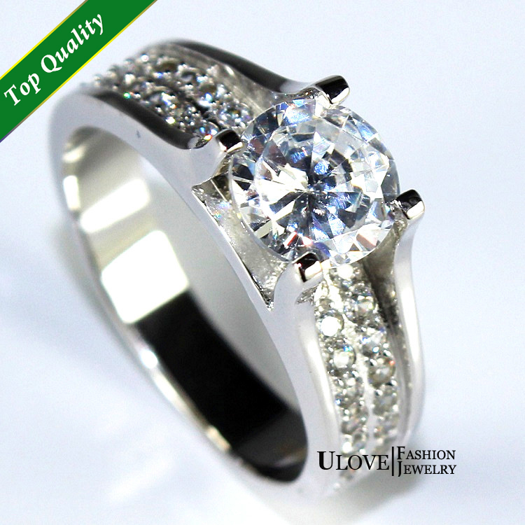 Crystal Ring Simulated Diamond Engagement Rings for Women Wedding Band Hot Sale Wholesale Fashion Jewelry Gift