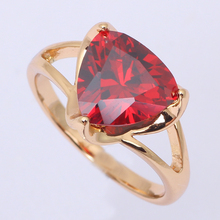 Royal Garnet Red crystal 18K Gold Plated Health Fashion Jewelry Nickel & Lead Free Golden Element Rings Size #6.75 JR1705