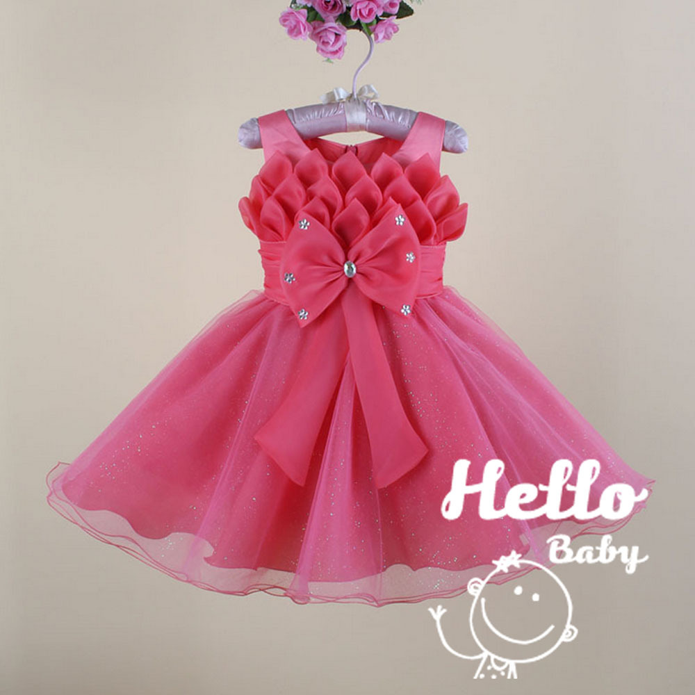 Big-bow-Rose-red-festa-first-communion-party-dresses-easter-dress-for ...