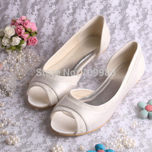  More Colors Magic Bride New Style Korean Flat Girls Shoes Wedding Ivory Satin Lace Open