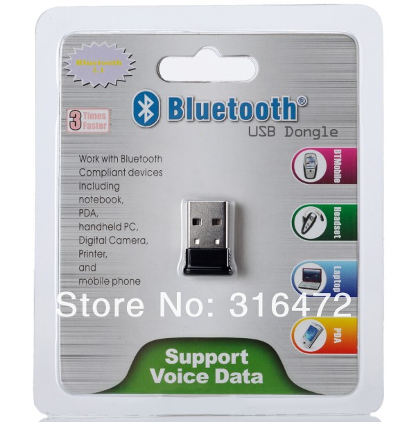 100pcs/lot 20 m mini usb bluetooth dongle v2.1+ISSC +IVT