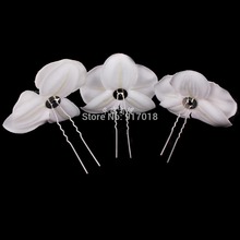 Wholesale New 24pcs Lot Orchid Flower Hair Pins Clips Head Grips Women Wedding Bridal Prom Accessories