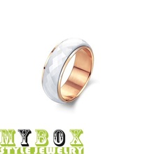 Free shipping 2014 new accessories wholesale Korean jewelry rose gold plated white ceramic ring WJ197