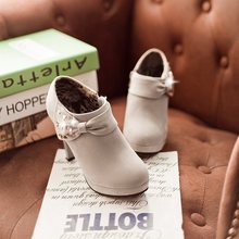 Big  size 34-39 New  2014 arrive   winter fashion Rhinestone Bow  3 colors Ankle boots  high heel boots women shoes