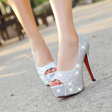 in stock new arrival fashion rhinestone high heel wedding shoes woman crystal banquet shoes bridal shoes
