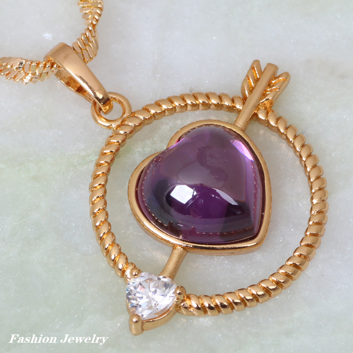 Cupid of Love 18K Yellow gold plated Fashion Jewelry Amethyst Necklaces pendants P201