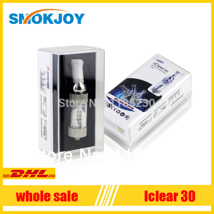10pcs lot 2014 new product innokin iclear 30 atomizer 3 0ml 360 rotatable glass acrylic package