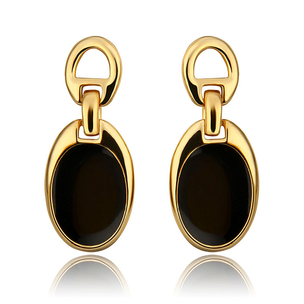 New-Fashion-Jewelry-18K-Gold-Plated-Drop-Earrings-Stud-Black-Beans ...
