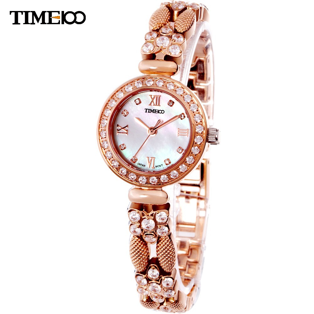 TIME100 Women s Bracelet Watch Reloj Mujer Diamond Pearl Shell Dial Steel Band Ladies Dress Watch