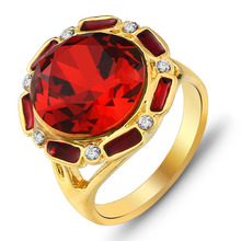 RI101234  Rose Gold Plated Fashion Design Ruby Zircon Stone Engagement Rings for Woman