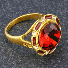 RI101234 Rose Gold Plated Fashion Design Ruby Zircon Stone Engagement Rings for Woman