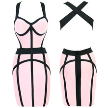 2014 new style High Quality Mini Good Patchwork Spaghetti Strap  Women Sexy Ladies Party night club HL Bandage Dress H385