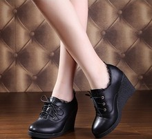 2014 spring and summer women’s low casual shoes genuine leather elegant high-heeled shoes wedges shoes beige