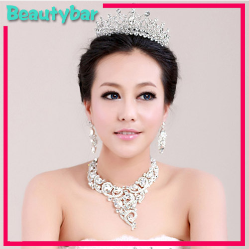 Free Shipping Luxury Vintage Royal Bride Crown Tiara NEcklace and Earring Set For Wedding Bridal Marriage