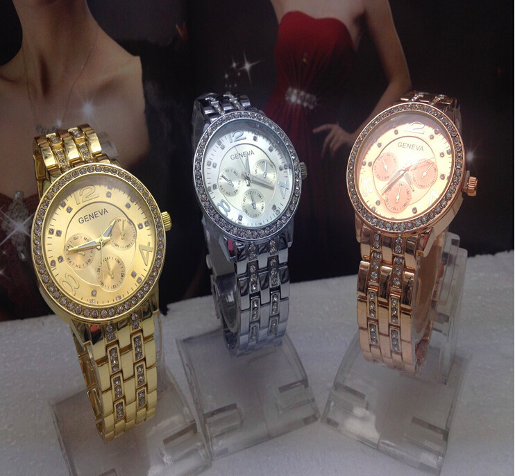 New Luxury Fashion Women dress Rhinestone Analog wristwatches men Casual watch Wholesale jewelry gift Free shipping