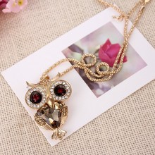 New style fashion temperament rhinestones personality owl women necklace jewelry X5235