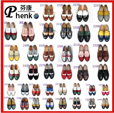 2014 high Quality British style retro shoes genuine leather carved head layer cow Pibuluoke Oxford flat