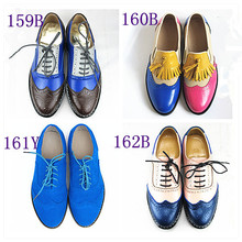 2014 high Quality British style retro shoes genuine leather carved head layer cow Pibuluoke Oxford flat