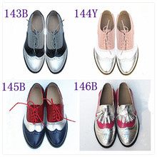 2014 high Quality British style retro shoes genuine leather carved head layer cow Pibuluoke Oxford flat