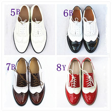 2014 high Quality British style retro shoes genuine leather carved head layer cow Pibuluoke Oxford flat