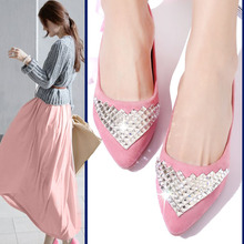 Single shoes women s flats shoes flat pointed toe rhinestone stone spring casual princess slip resistant