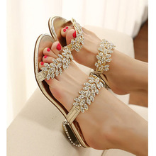 2014 new women sandal diamond fashion casual ladies sandals golden and black slippers abnormal heels summer