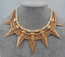 2014 New vintage Mortal kombat Plated Gold Bone Chain jewelry fashion punk necklace women statement necklaces