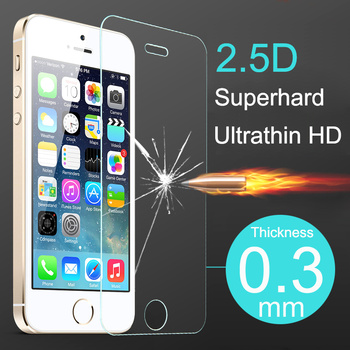 2014 новый 2.5D ультратонкий премиум закаленное стекло экран протектор для iphone 5 5S 5c защитная пленка 0.3 мм HD отправить большой подарок