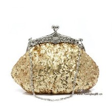 New Fashion Retro Brand Design Women s Handbags Hand beaded Sequins Satin Aluminum Clutch Evening Bag