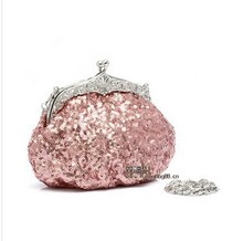 New Fashion Retro Brand Design Women s Handbags Hand beaded Sequins Satin Aluminum Clutch Evening Bag