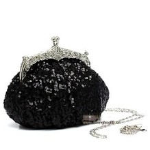 New Fashion Retro Brand Design Women s Handbags Hand beaded Sequins Satin Aluminum Clutch Evening Bag